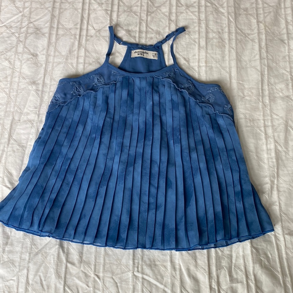 Blue accordion pleated tank sz 7/8 girls